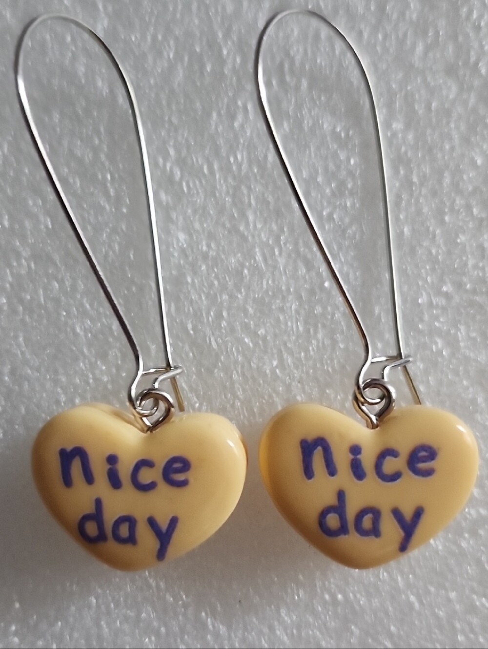 Hand Crafted Yellow 'Nice Day' Heart Earrings